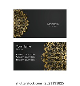 Luxury mandala business card template with gold color