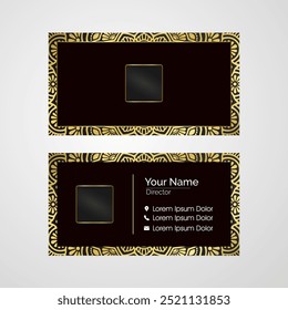 Luxury mandala business card template with gold color