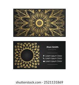 Luxury mandala business card template with gold color