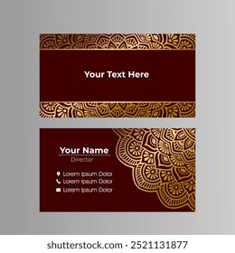 Luxury mandala business card template with gold color