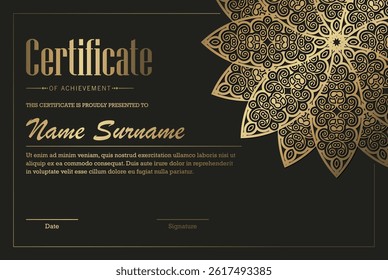 Luxury mandala certificate award diploma