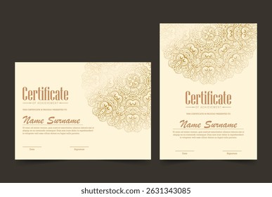 Modelo de diploma de concessão de certificado de mandala de luxo