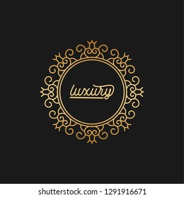 Luxury mandala circle shaped logo inspiration in gold metallic color design template
