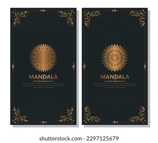 Luxury mandala decorative card in gold color