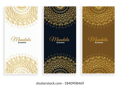luxury mandala decorative card set in golden colors