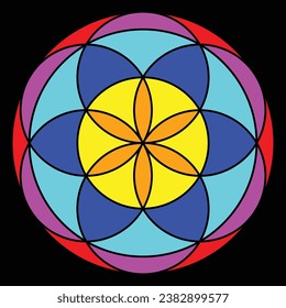 Conception de mandala de luxe, arrière-plan abstrait coloré, mandala à Fleurs