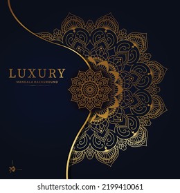 Luxury mandala design background in gold color
