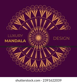 luxury  mandala design background in gold color 