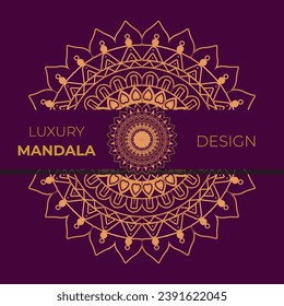 fondo de diseño mandala de lujo en color dorado 