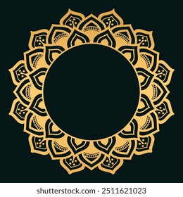 Luxury mandala design black background in gold color