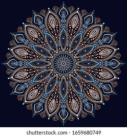 Luxury mandala design from dots. Abstract arabic pattern. Ceramic painting in ethnic style