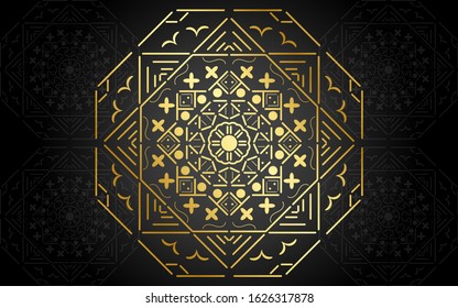 luxury mandala design with gold color, Vector mandala floral patterns with black background