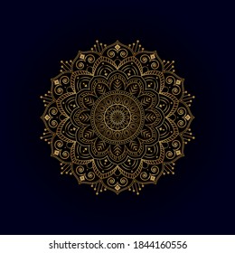 Luxury mandala design gold color background in black and gray.