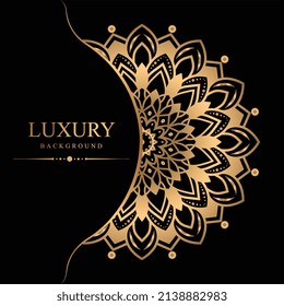 Luxury mandala design gold color Vetor