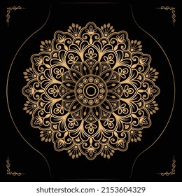 Luxury mandala design gold color Vetor