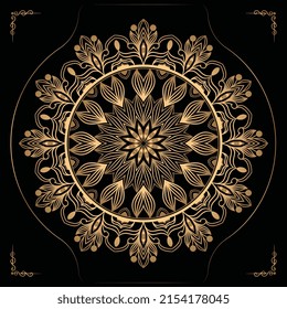 Luxury mandala design gold color Vetor