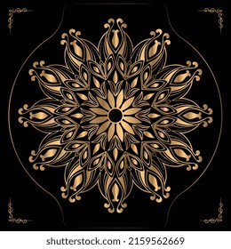 Luxury mandala design gold color Vetor