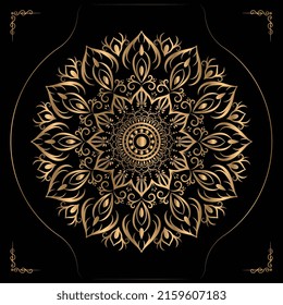 Luxury mandala design gold color Vetor