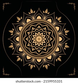 Luxury mandala design gold color Vetor