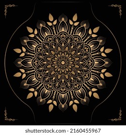 Luxury mandala design gold color Vetor