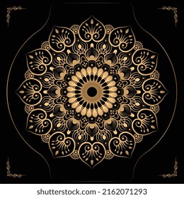 Luxury mandala design gold color Vetor