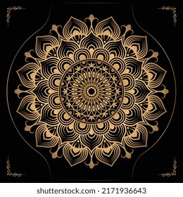 Luxury mandala design gold color Vetor