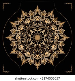 Luxury mandala design gold color Vetor