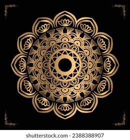 Luxury mandala design gold color Vetor