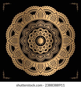 Luxury mandala design gold color Vetor