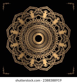 Luxury mandala design gold color Vetor