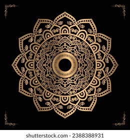 Luxury mandala design gold color Vetor