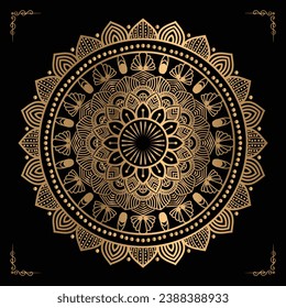 Luxury mandala design gold color Vetor