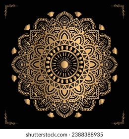 Luxury mandala design gold color Vetor