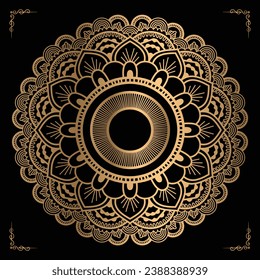 Luxury mandala design gold color Vetor