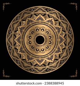 Luxury mandala design gold color Vetor