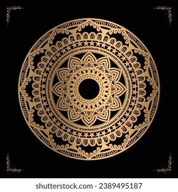 Luxury mandala design gold color Vetor