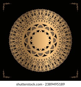 Luxury mandala design gold color Vetor