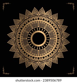 Luxury mandala design gold color Vetor