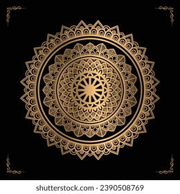 Luxury mandala design gold color Vetor