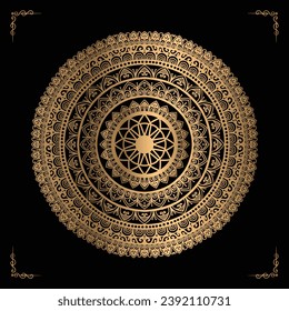 Luxury mandala design gold color Vetor