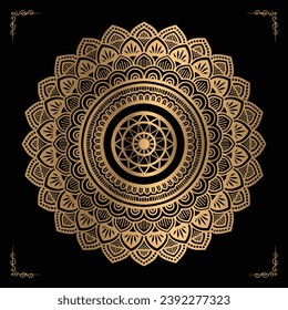 Luxury mandala design gold color Vetor