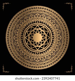 Luxury mandala design gold color Vetor