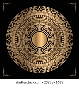 Luxury mandala design gold color Vetor