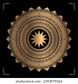 Luxury mandala design gold color Vetor