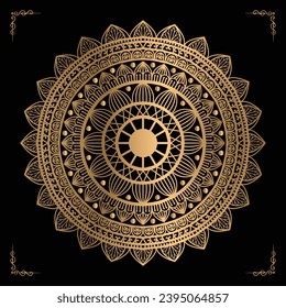 Luxury mandala design gold color Vetor