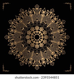 Luxury mandala design gold color Vetor