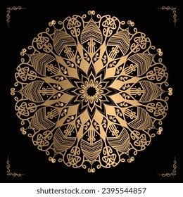 Luxury mandala design gold color Vetor