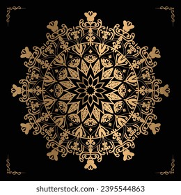 Luxury mandala design gold color Vetor