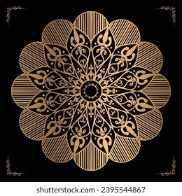 Luxury mandala design gold color Vetor