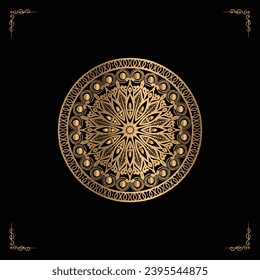 Luxury mandala design gold color Vetor